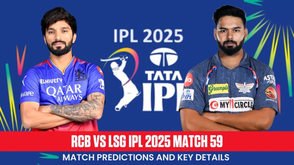 IPL 2025: Lucknow Super Giants vs Royal Challengers Bengaluru — Match 59 Preview
🗓️ Date: 9 May 2025 (postponed by a week due to India-Pakistan tensions)
Venue: Ekana Stadium, Lucknow
Time: 7:30 PM IST